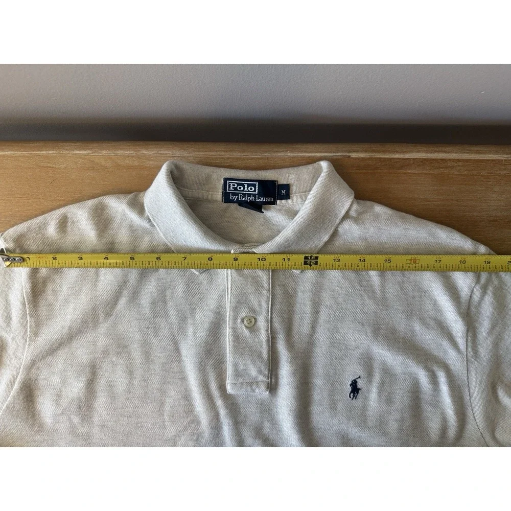 Polo Ralph Lauren Classic Fit Oatmeal Cotton Pique Long Sleeve Polo Shirt MED.